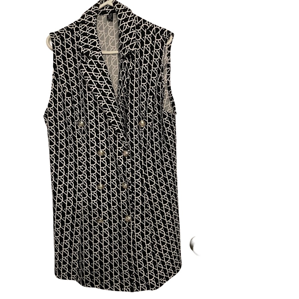 SHEIN Monochrome Geometric Pattern Dress/Vest